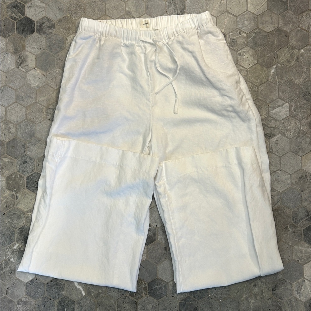 Aritzia White Wide Leg Drawstring Pants - Picture 5 of 7
